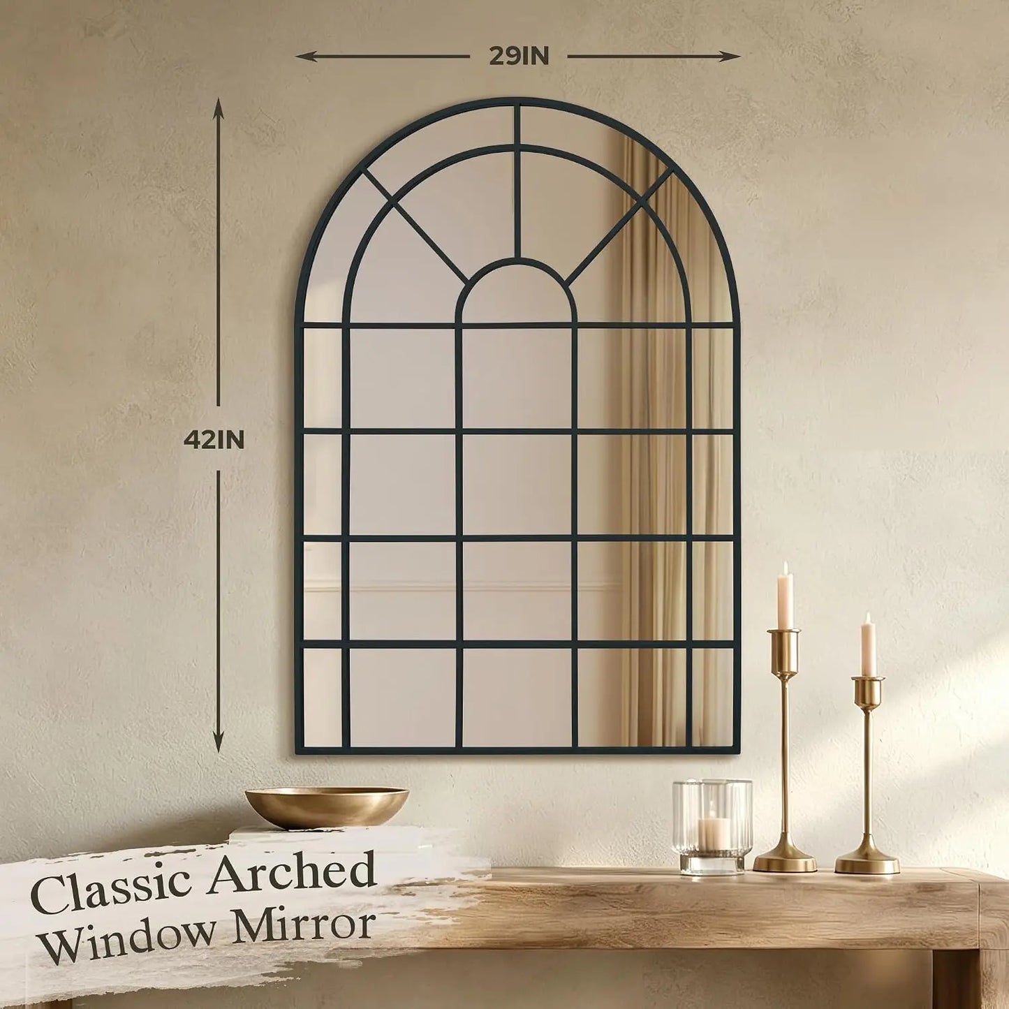 Arched Farmhouse Wall Mirror for Living Room and Entryway