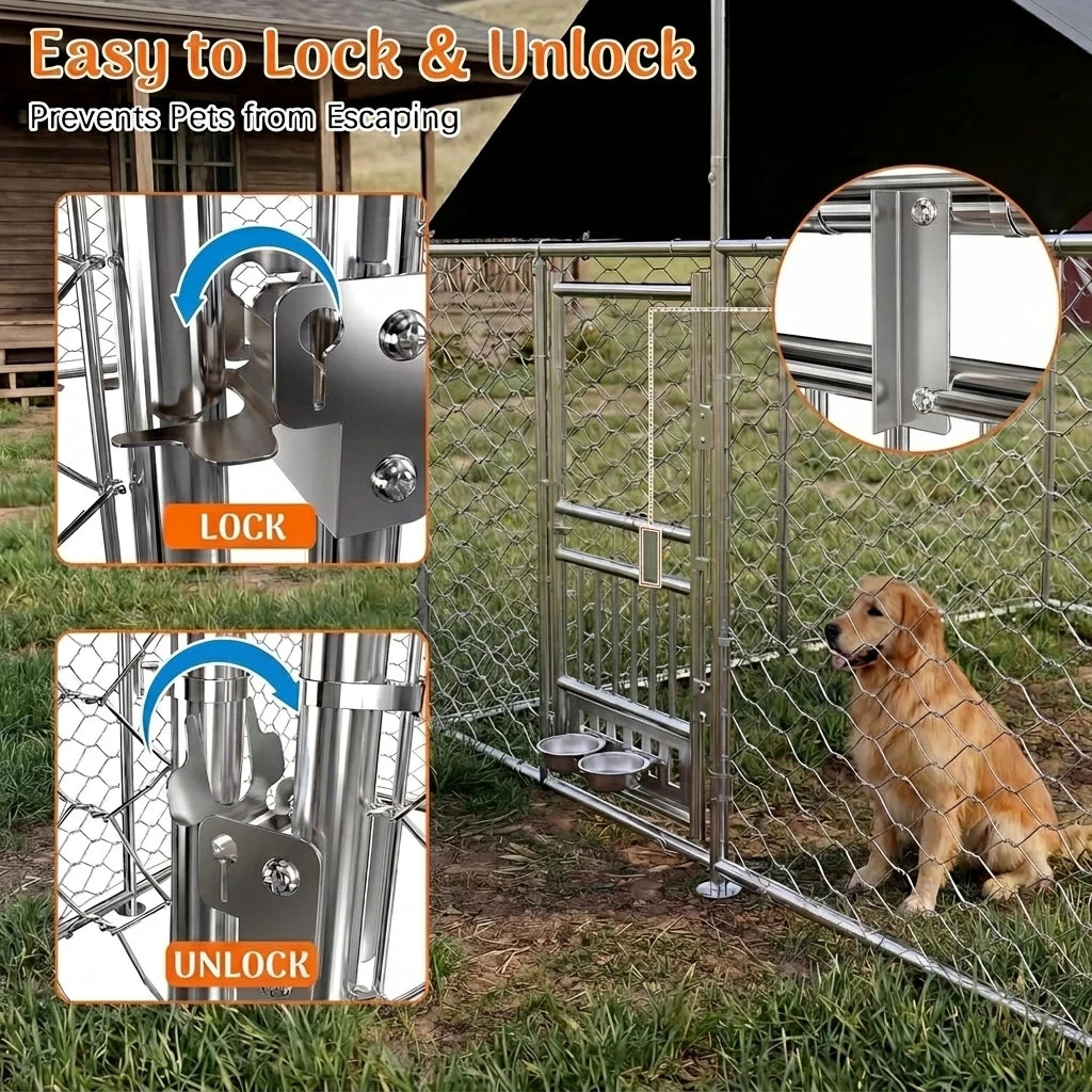 Heavy Duty Dual Opening Large Dog Kennel Stainless Steel Bowl