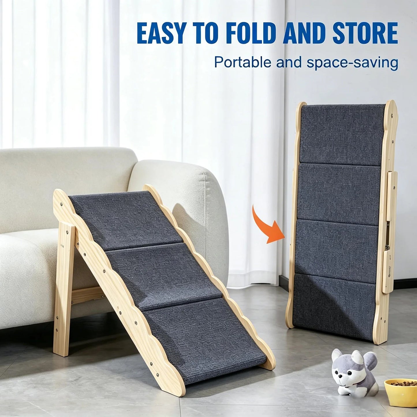 DishyKooker 2 In 1 Wooden Pet Stairs And Folding Ramp