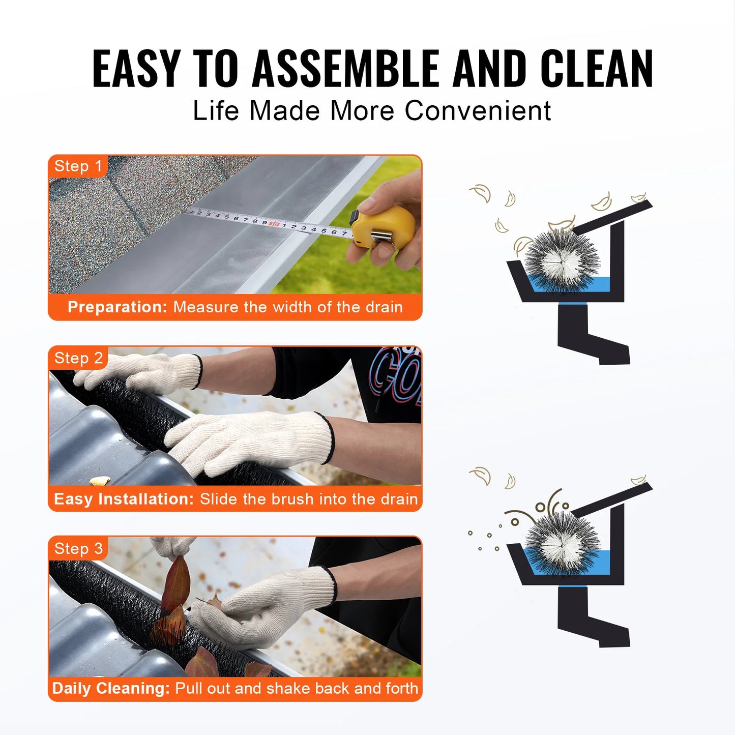 SucceBuy Gutter Brush For Leaves And Gutters
