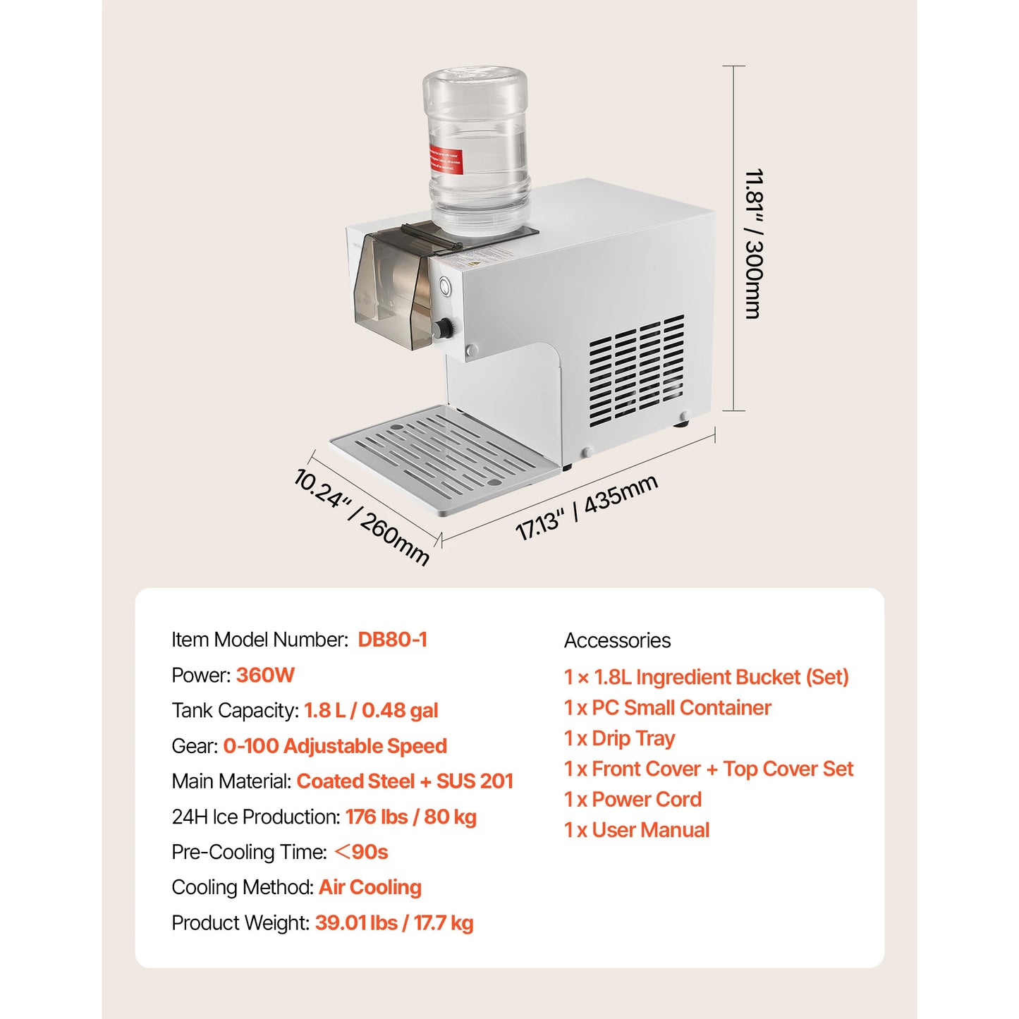 VEVOR Electric Snowflake Ice Maker Plus Shaver Machine