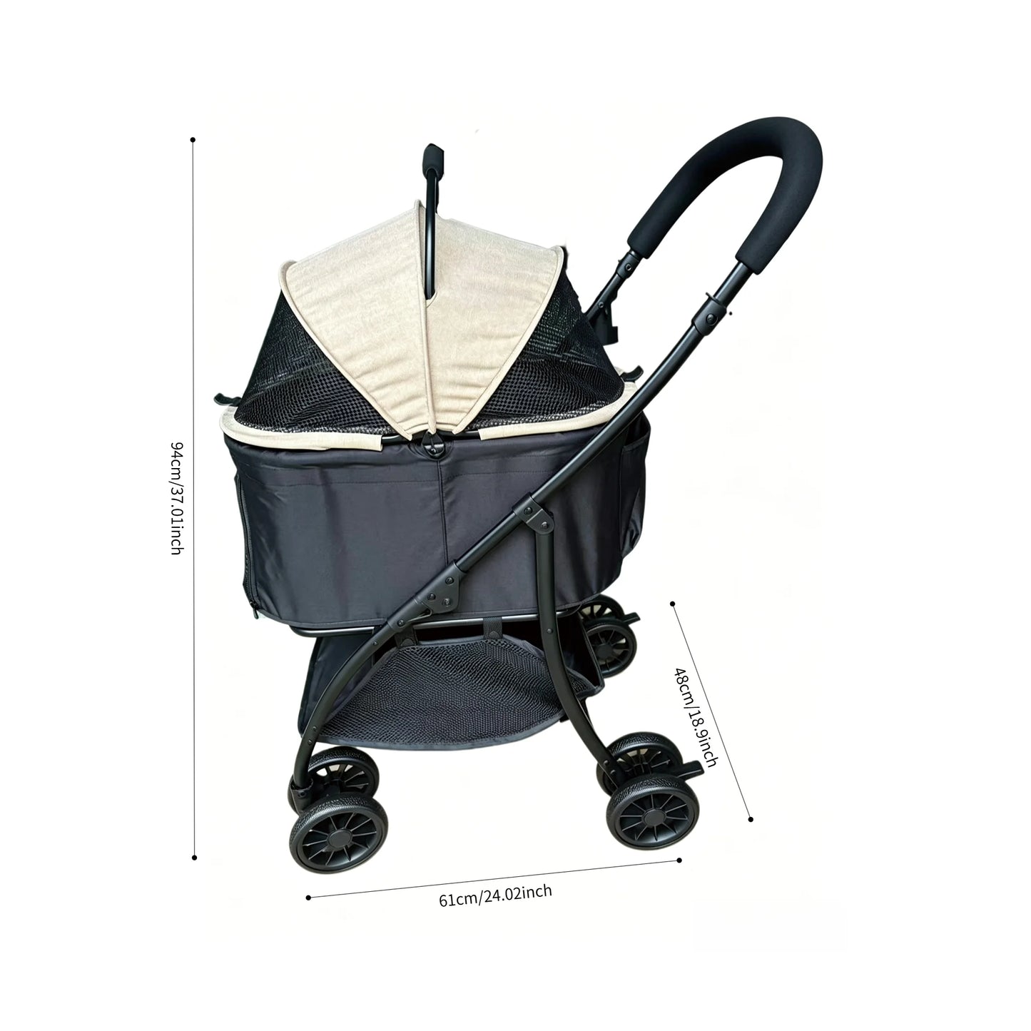 2-in-1 Detachable Pet Stroller Lightweight Foldable Carrier