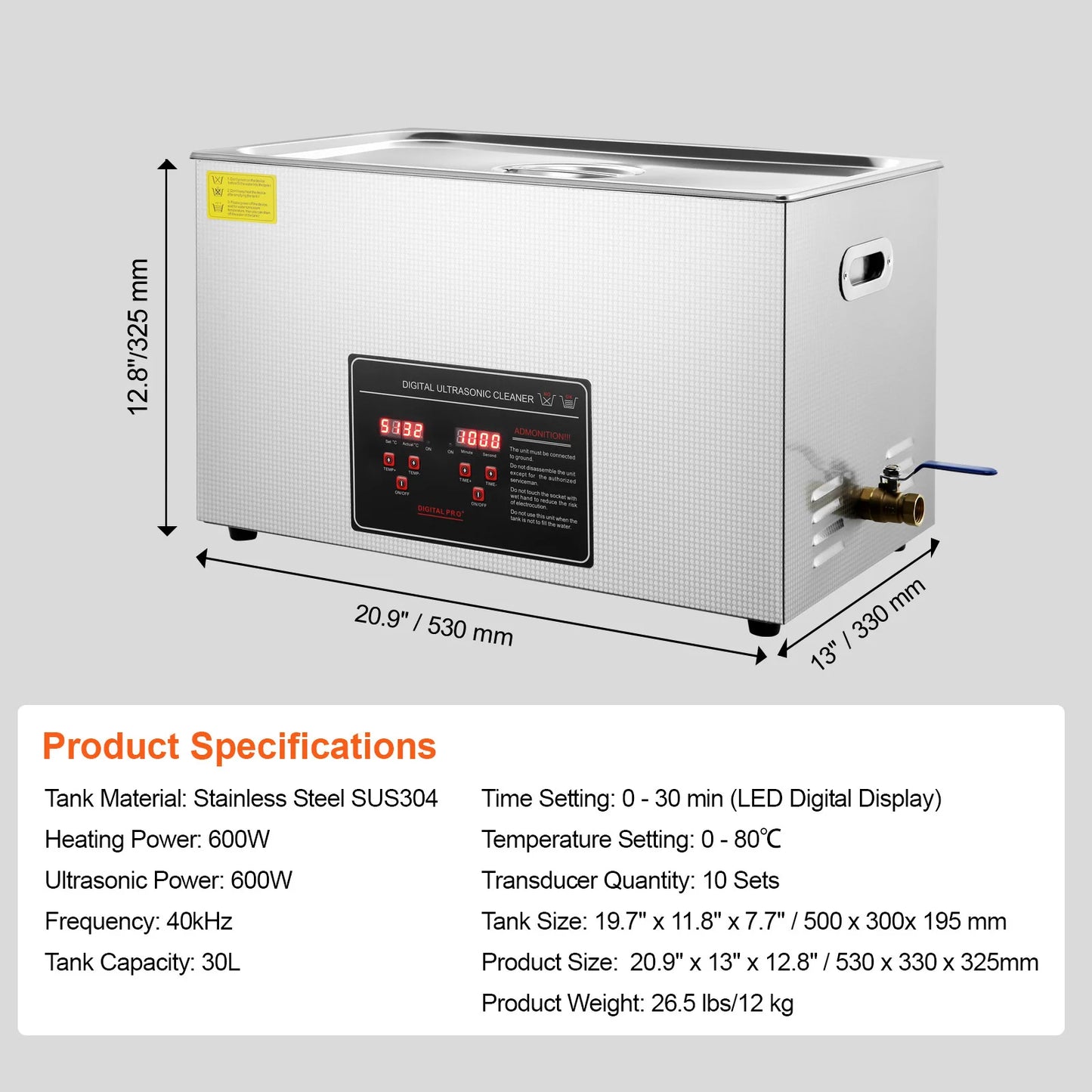 SucceBuy Ultrasonic Cleaner Stainless Steel Portable