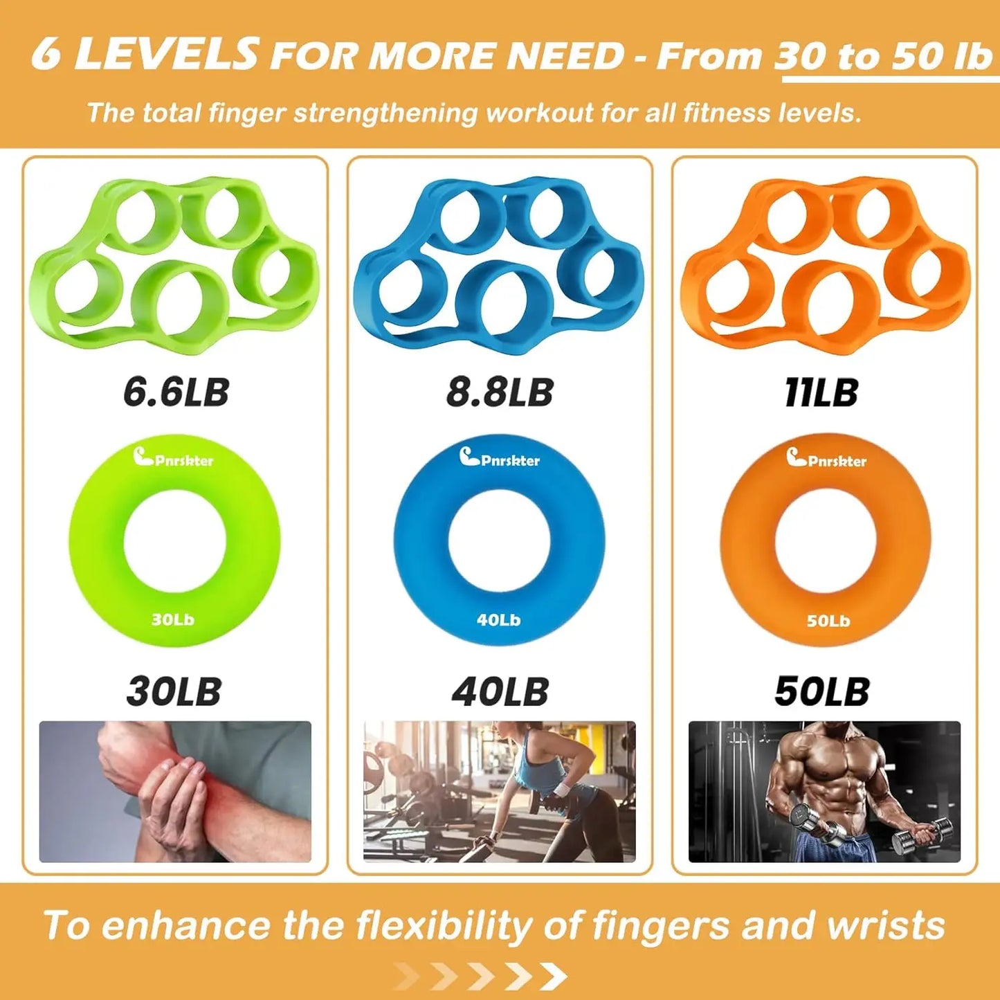 Silicone Hand Grip Strengthener Set For Forearm And Wrist