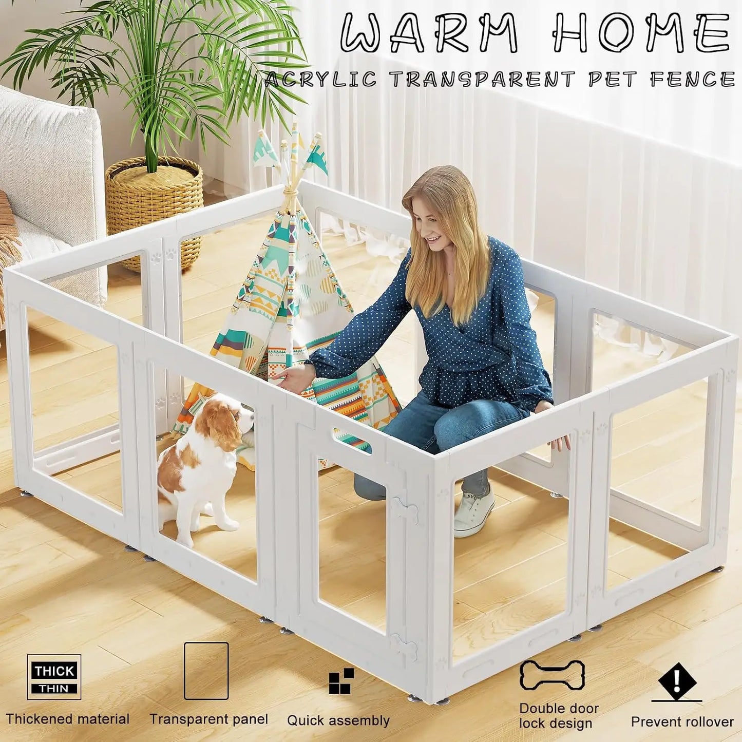Clear Acrylic Dog Playpen With Door For Small Dogs