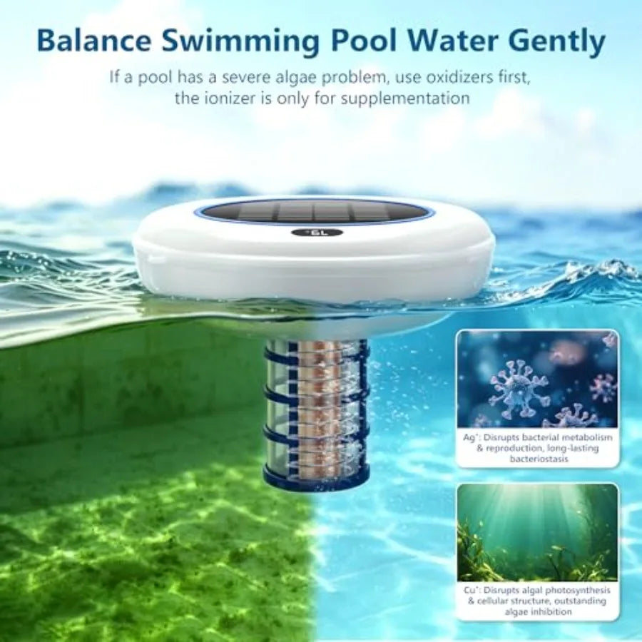 Solar Powered Pool Ionizer Copper Rod Filter Accessories