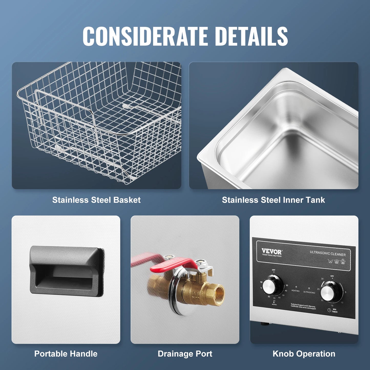 SucceBuy Ultrasonic Cleaner With Heater Timer For Lab Tools