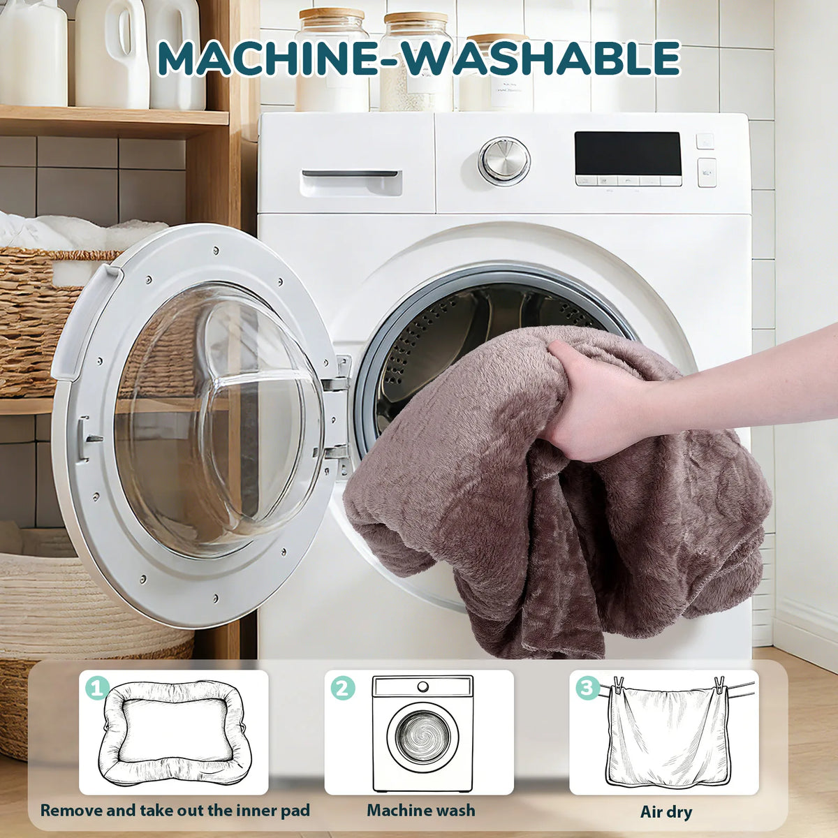 Topinncn Portable Washable Dog Bed With Pocket