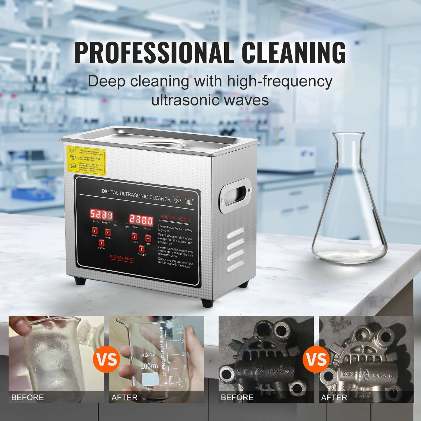SucceBuy Ultrasonic Cleaner Stainless Steel Portable Heated