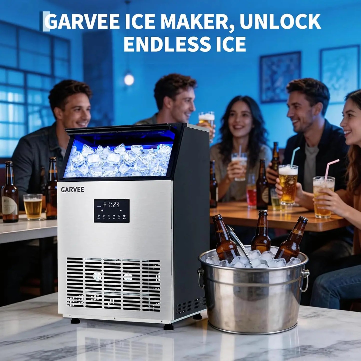 Acekool Commercial Ice Maker Machine Auto Self Cleaning