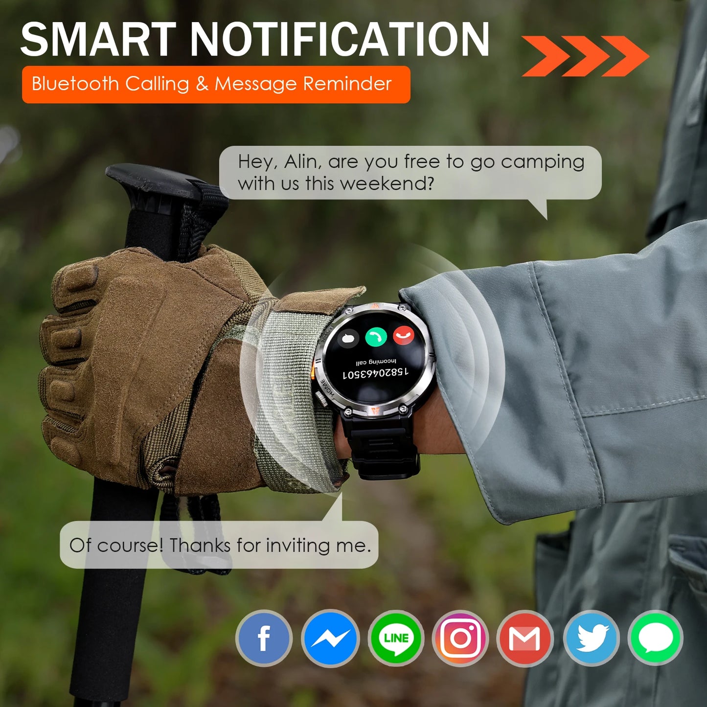 EIGIIS KE3 Bluetooth Call Smartwatch Heart Rate Monitor