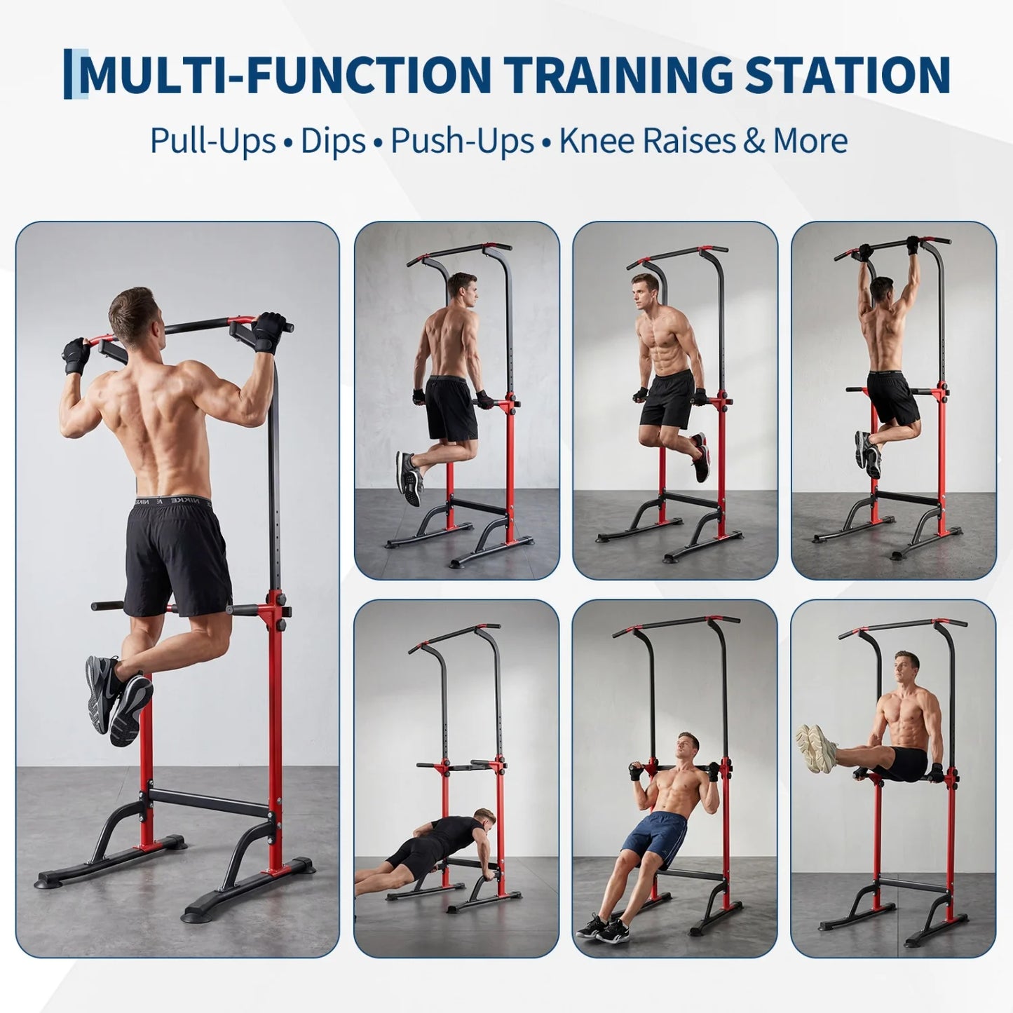 HiMISS Power Tower Pull Up Dip Station Adjustable Height