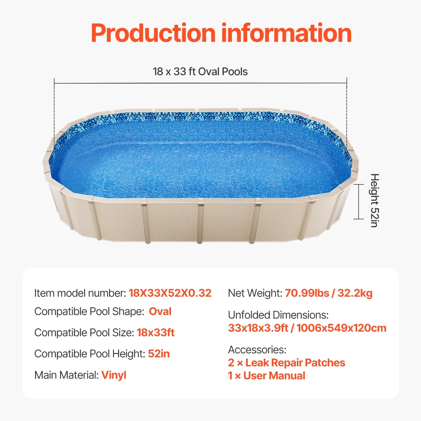 Oval Pool Liner For Overlap Above Ground Pools Vinyl