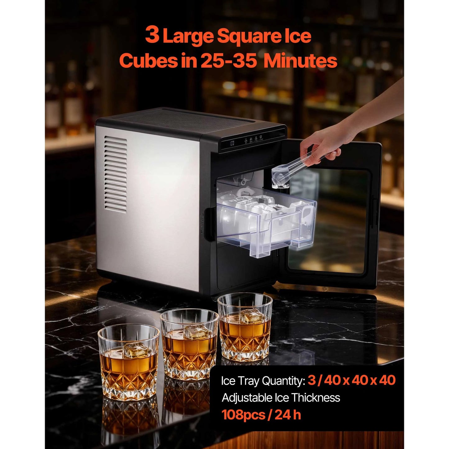 SucceBuy Countertop Ice Maker 22 Lbs Per Day Self Cleaning