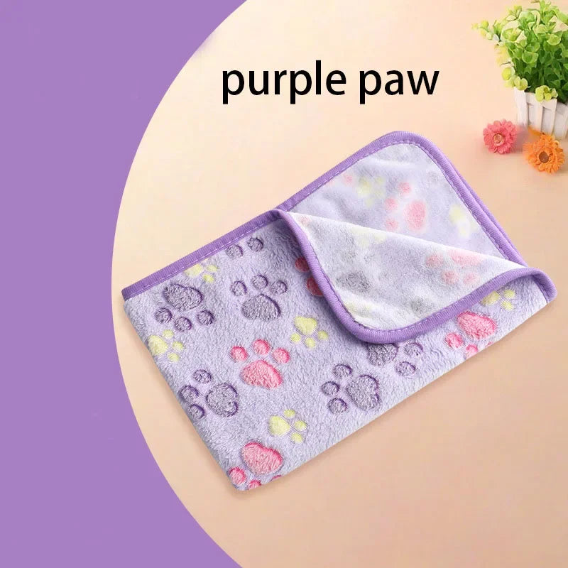 Velvet Pet Blanket Fleece Paw Pattern