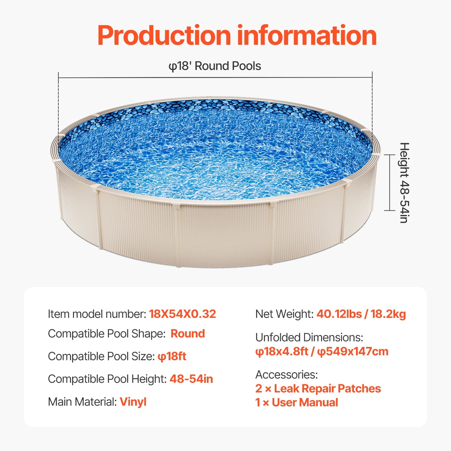 SucceBuy Round Above Ground Pool Liner