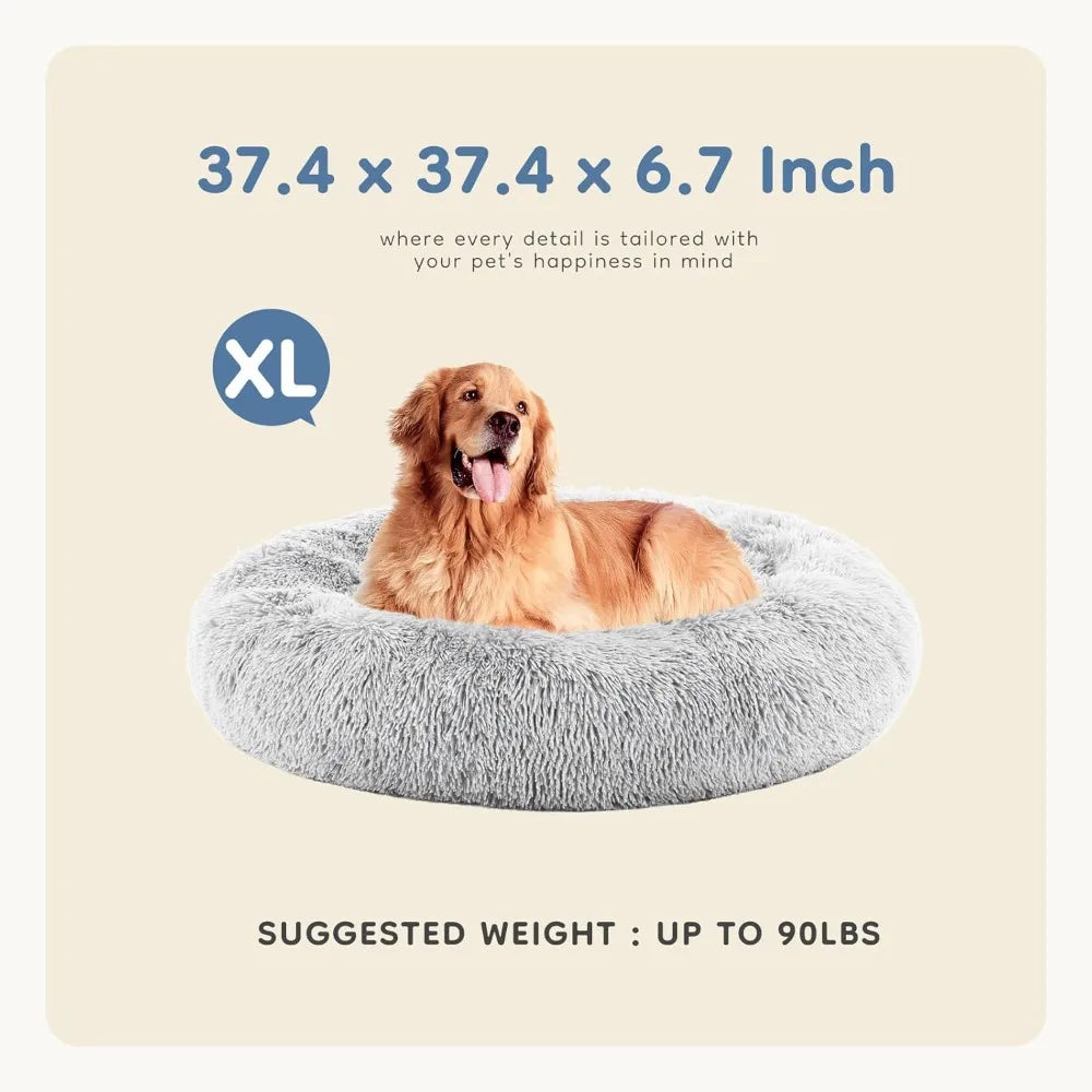 Calming Donut Dog Bed Round Anti Slip Machine Washable