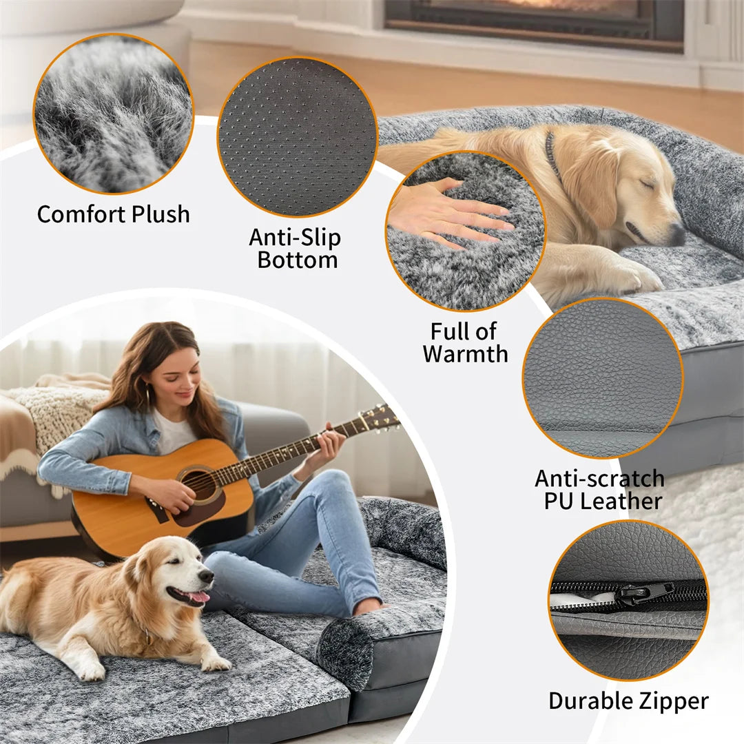 Bingopaw Giant Orthopedic Dog Bed With Plush Removable Cover