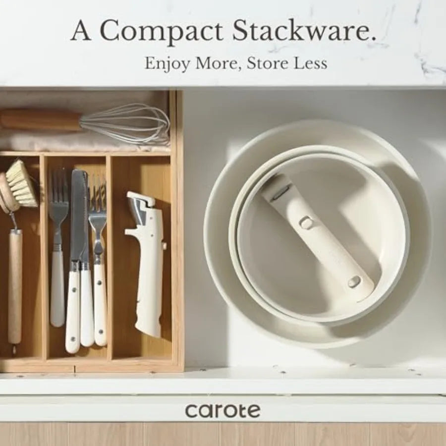 Induction Pots And Pans Set With Removable Handle