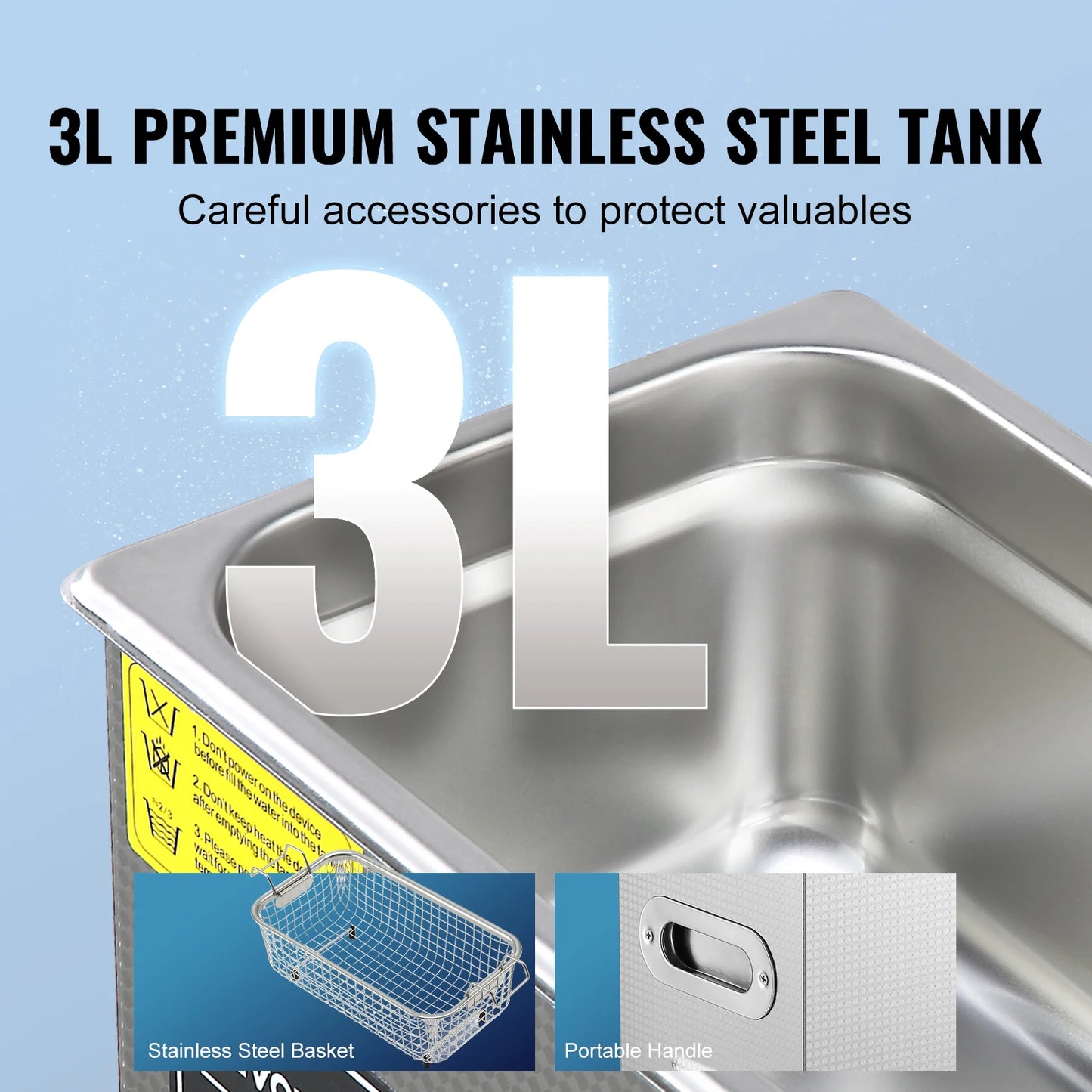 SucceBuy Ultrasonic Cleaner Stainless Steel Portable