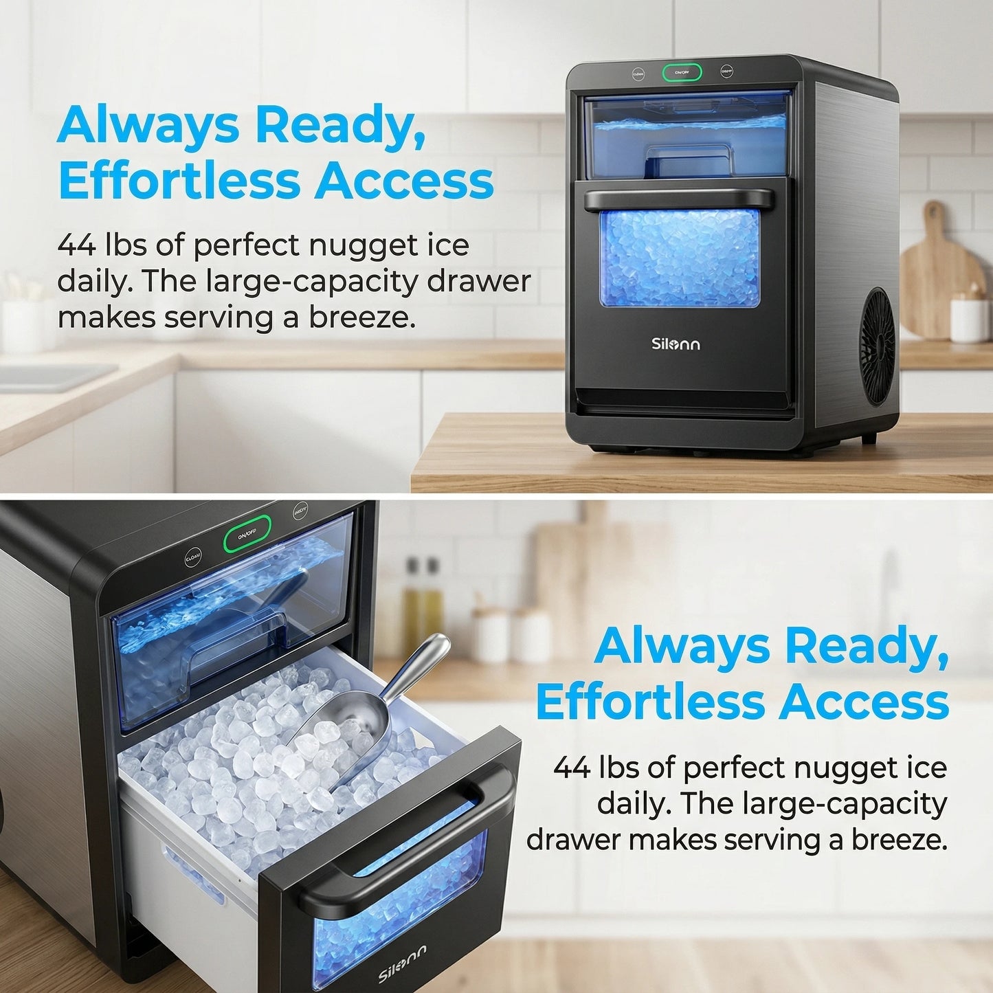 PHILERGO Nugget Ice Maker Countertop Pellet Ice Machine