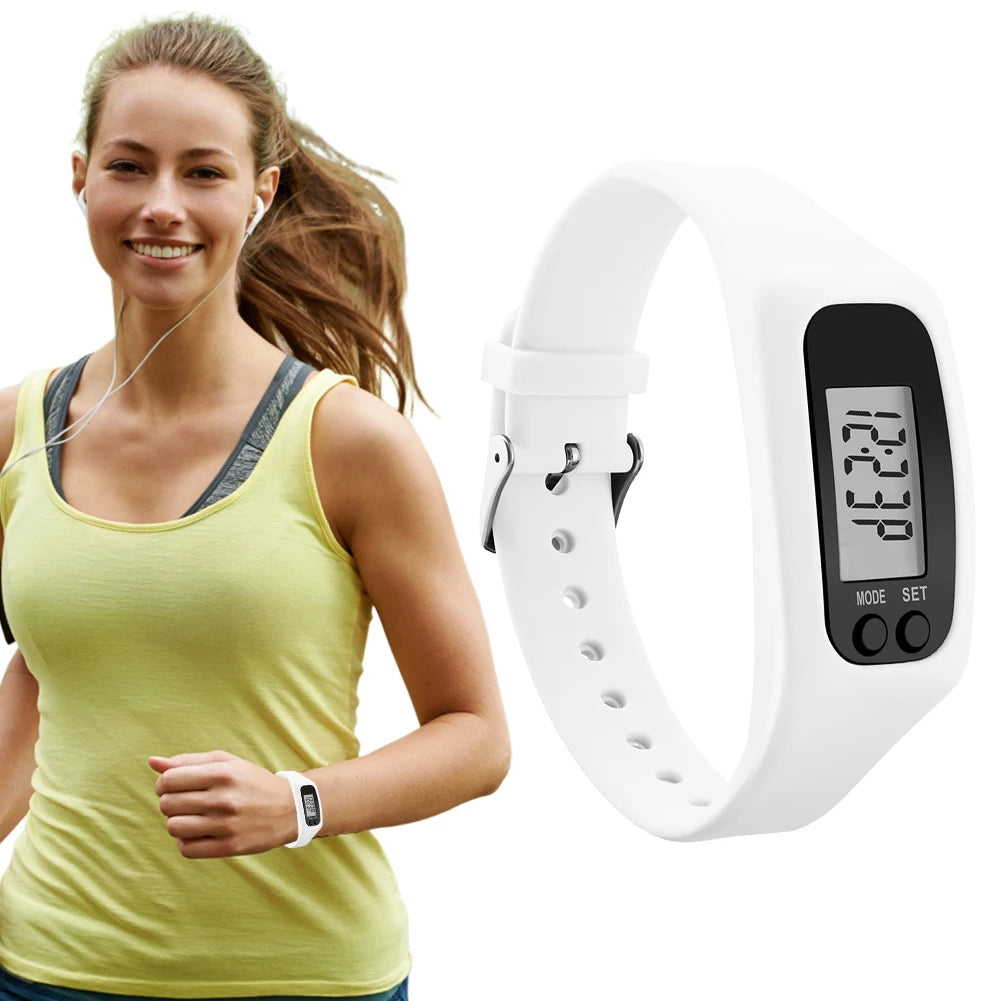 LED Pedometer Bracelet With 12 And 24 Hour Time Display