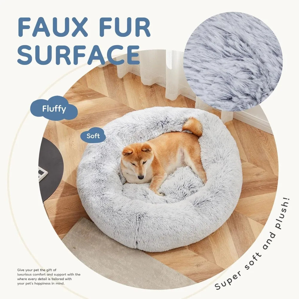 Calming Donut Dog Bed Round Anti Slip Machine Washable