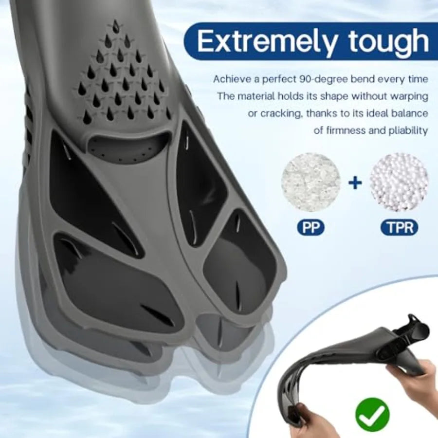 Travel Snorkel Fins Open Heel Flippers for Adults
