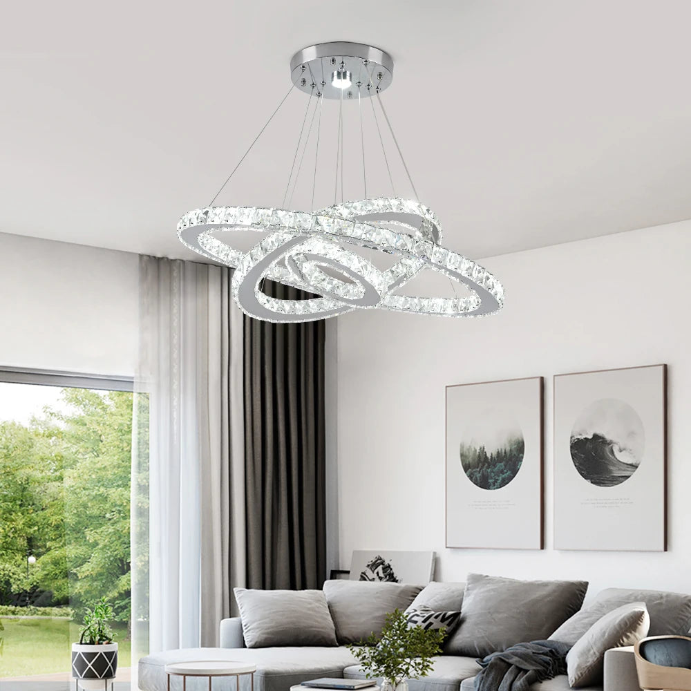 GreeLustr Crystal Pendant Led Dimmable Chandelier