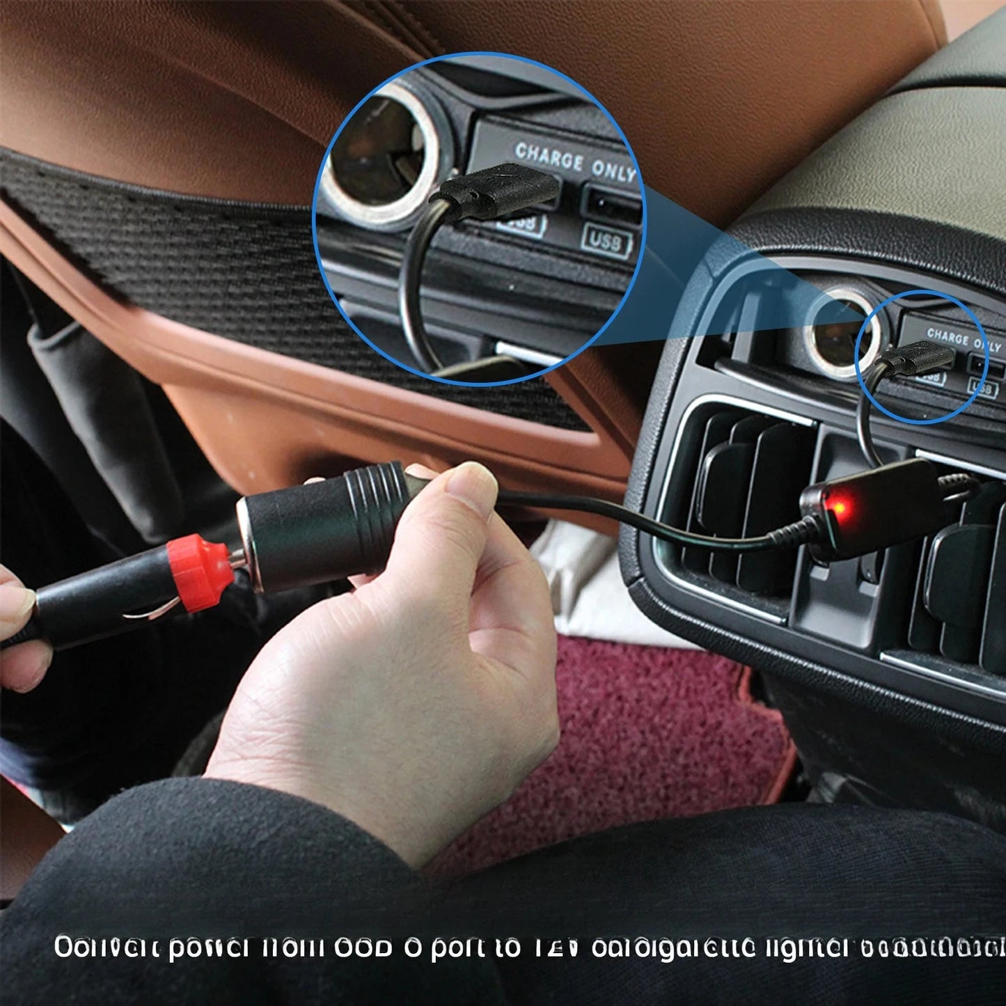 USB To 12V Cigarette Lighter Socket Adapter