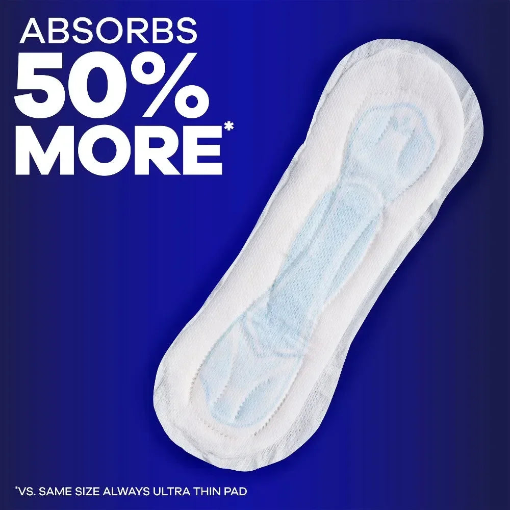 Overnight Absorbency Maxi Pads without Wings Size 4 Heavy Flow Sanitary Napkins 28 Count Long Super Pads for Women Ultra Protection for Night Use