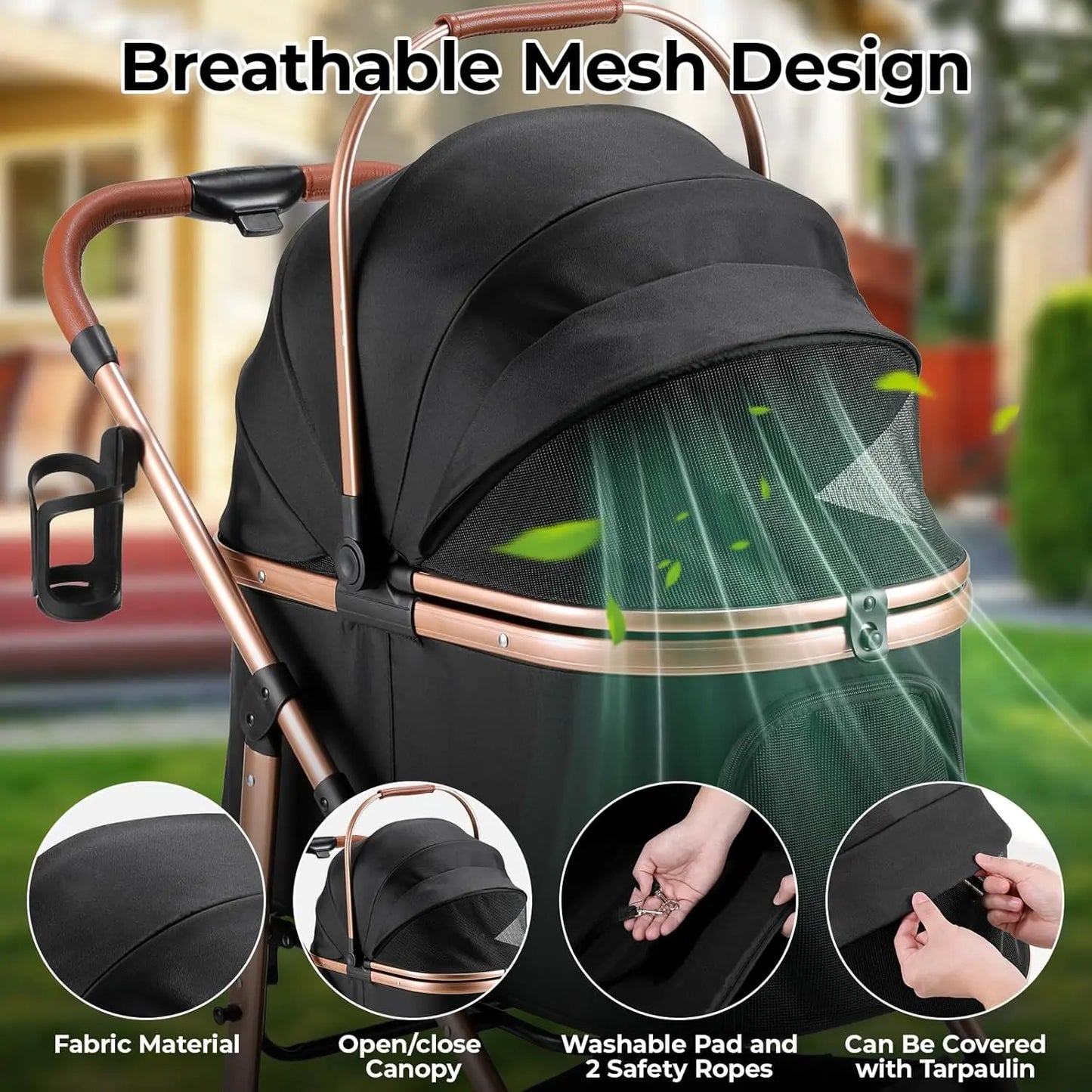 All Terrain Foldable Pet Stroller With Carrier