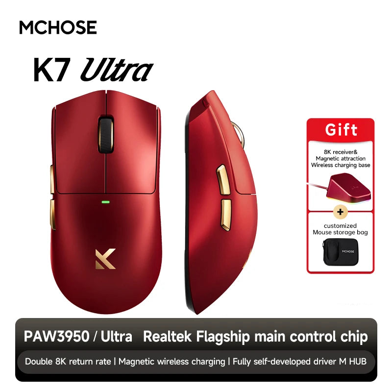 MCHOSE K7 Ultra Wireless Gaming Mouse With PAW3950 Sensor