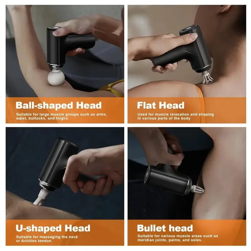Portable Electric Massage Gun With 4 Heads 6 Speeds