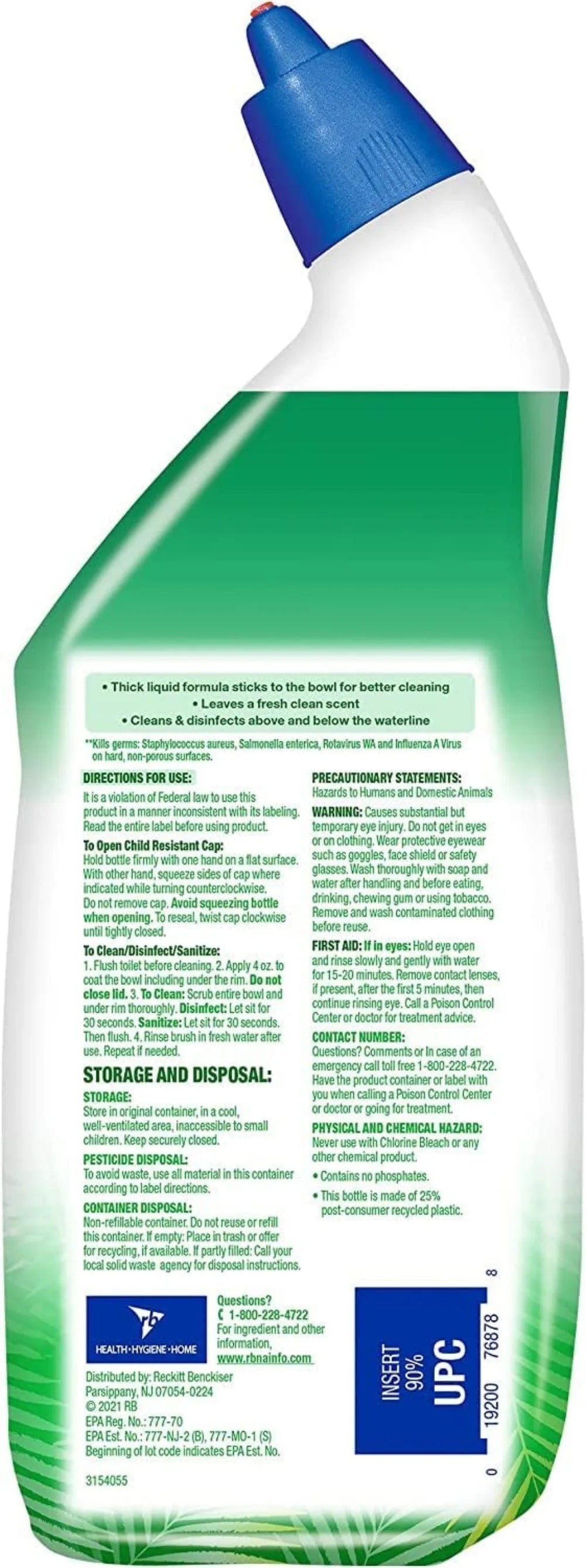 Toilet Bowl Cleaner Gel, Country Scent, 24oz Pack of 3, Cleans & Deodorizes