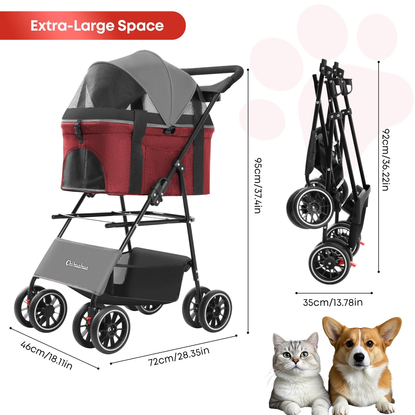 Chihuahua Lightweight Foldable Pet Stroller