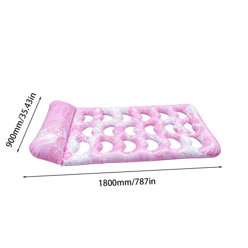 Inflatable Pool Float Lounger With Headrest Hammock Recliner