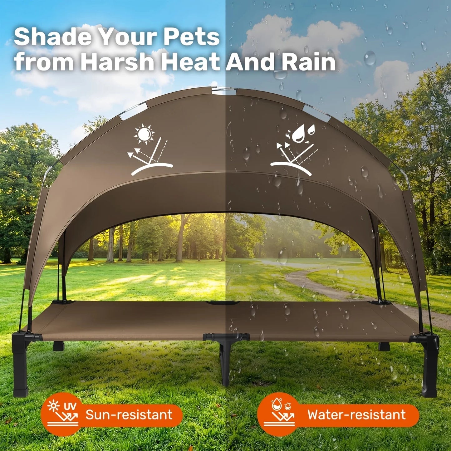 Outdoor Canopy Dog Bed With Removable Shade Tent