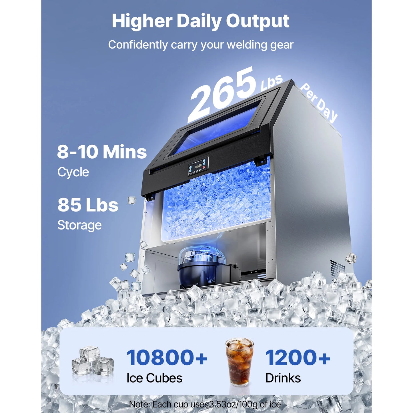 SucceBuy Commercial Ice Maker Machine 265 To 440lbs Per Day