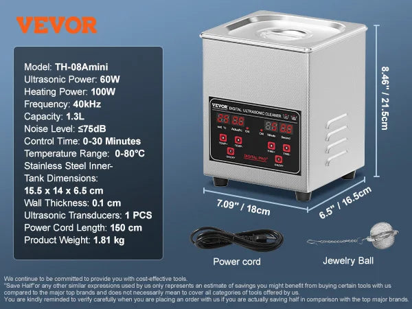 SucceBuy Ultrasonic Cleaner Stainless Steel