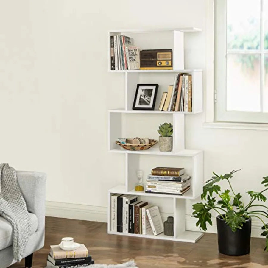 Wooden 5-Tier Bookcase Display Shelf Freestanding