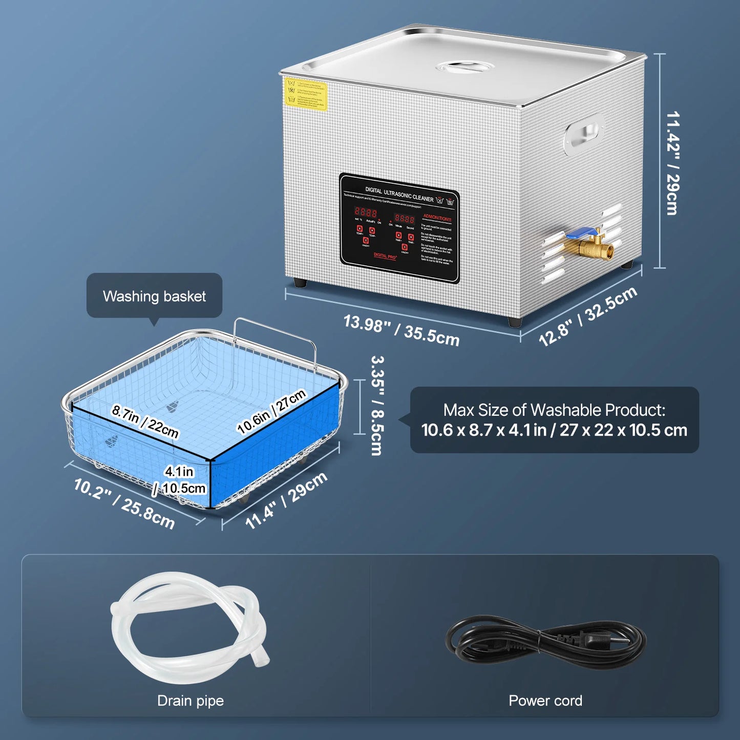 SucceBuy Ultrasonic Cleaner Stainless Steel Portable