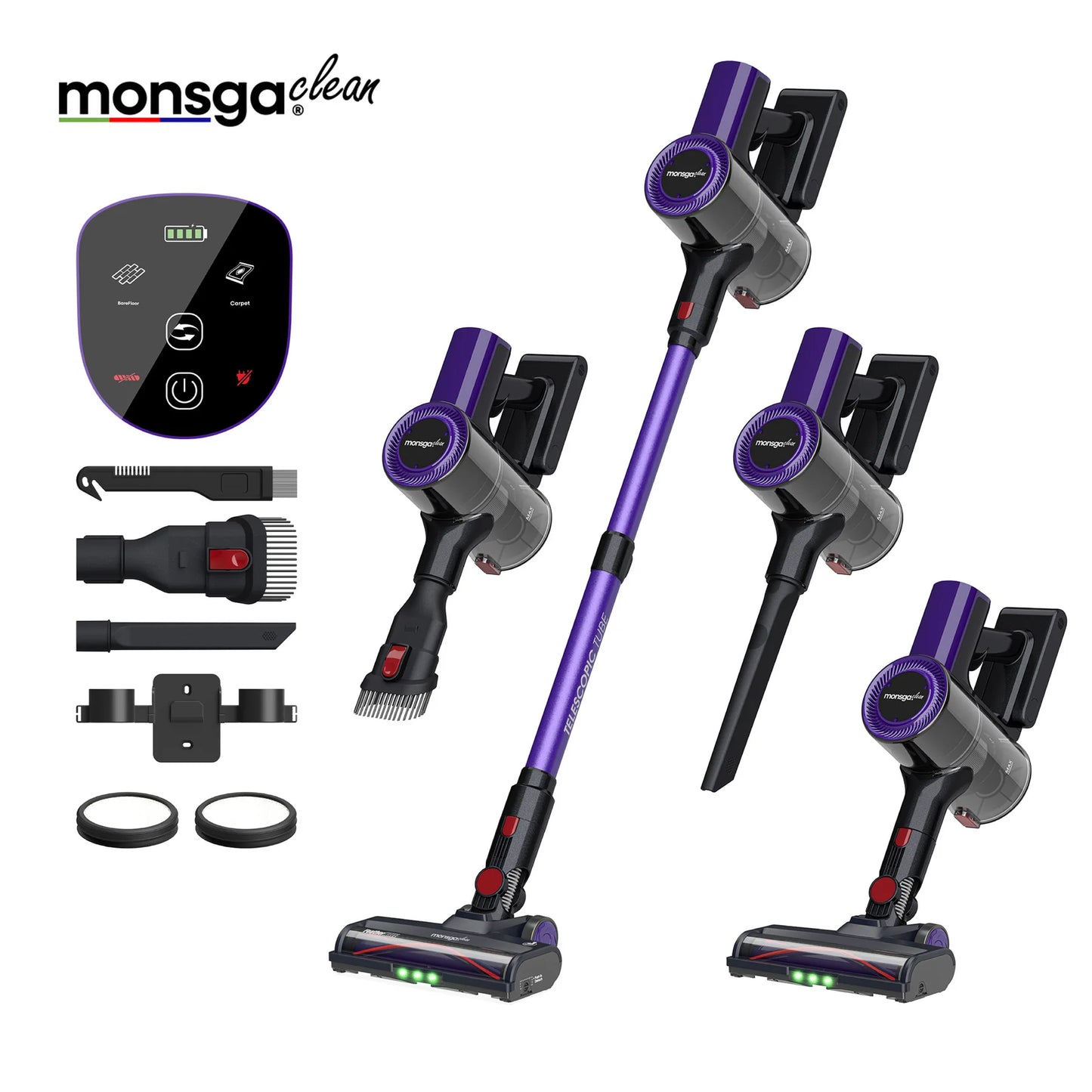MONSGA Cordless Vacuum Cleaner 55KPA 450W Anti-Tangle Brush