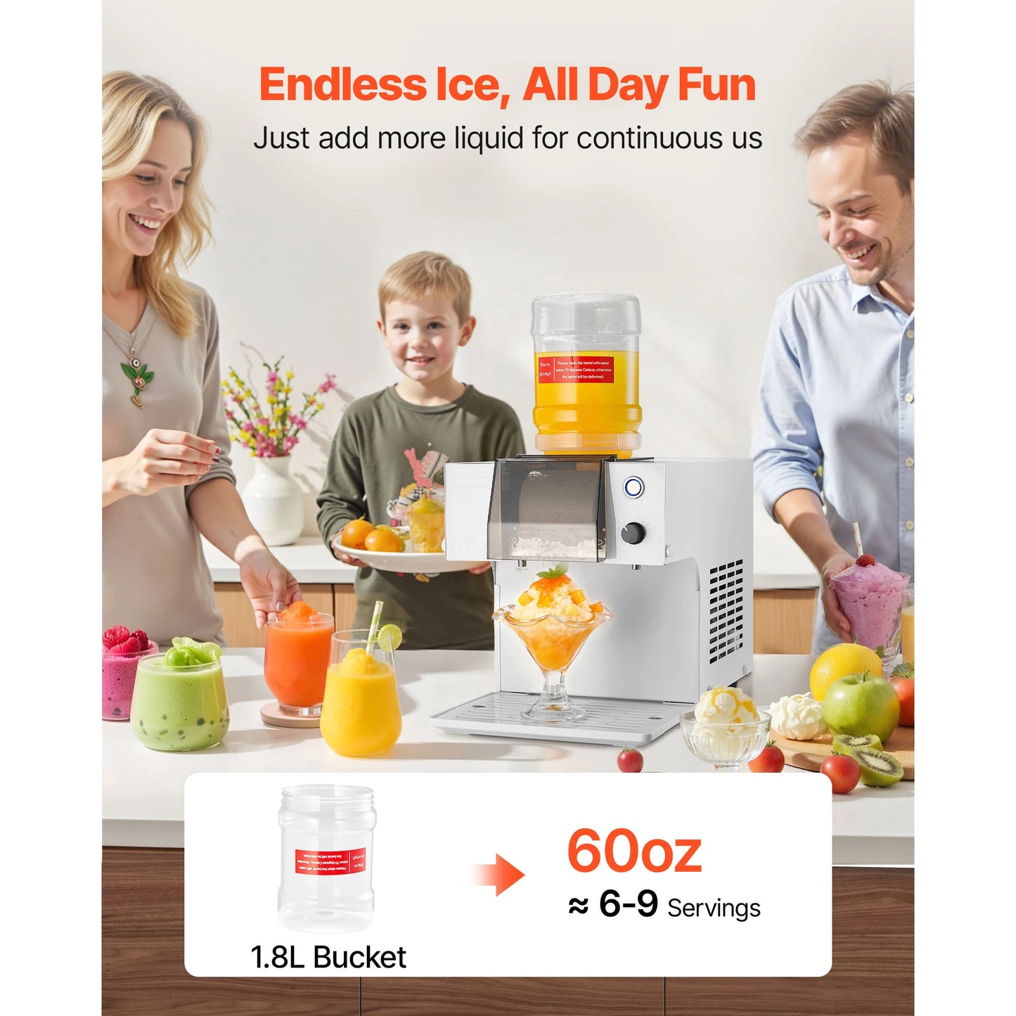 VEVOR Electric Snowflake Ice Maker Plus Shaver Machine