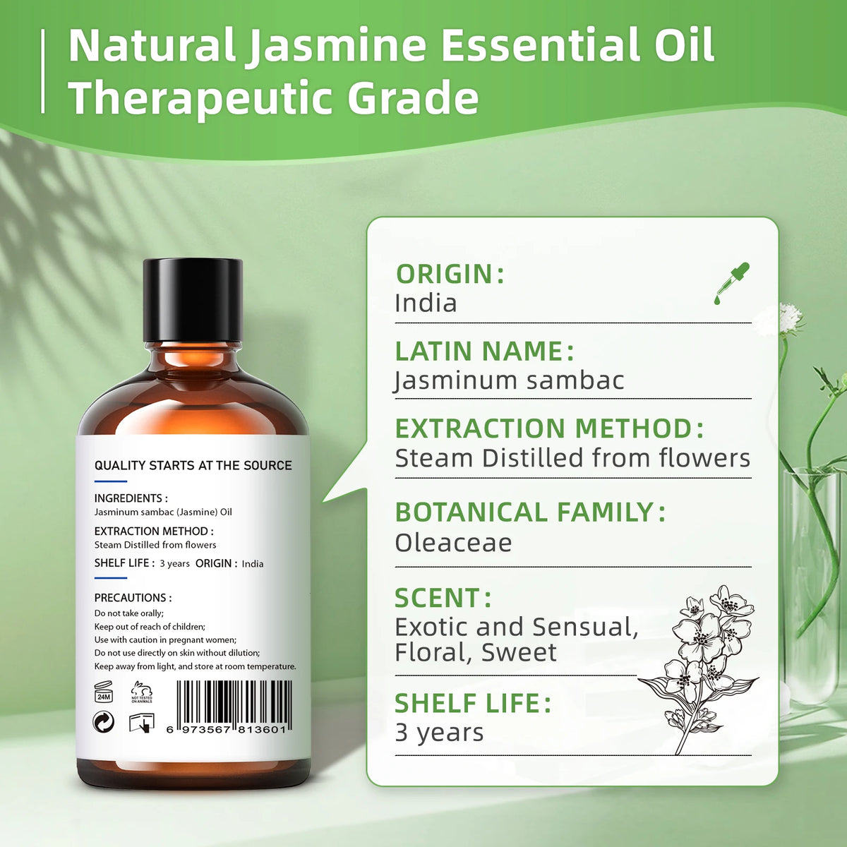 HIQILI Pure Jasmine Ylang Ylang Orange Essential Oil