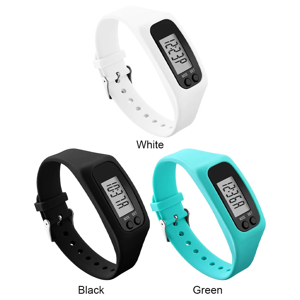 LED Pedometer Bracelet With 12 And 24 Hour Time Display