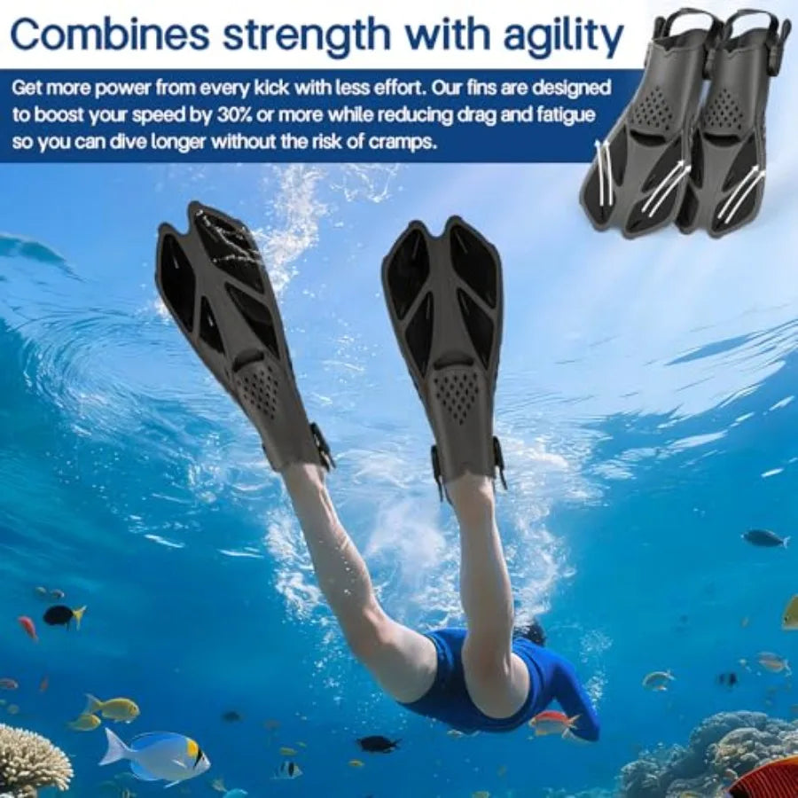 Travel Snorkel Fins Open Heel Flippers for Adults