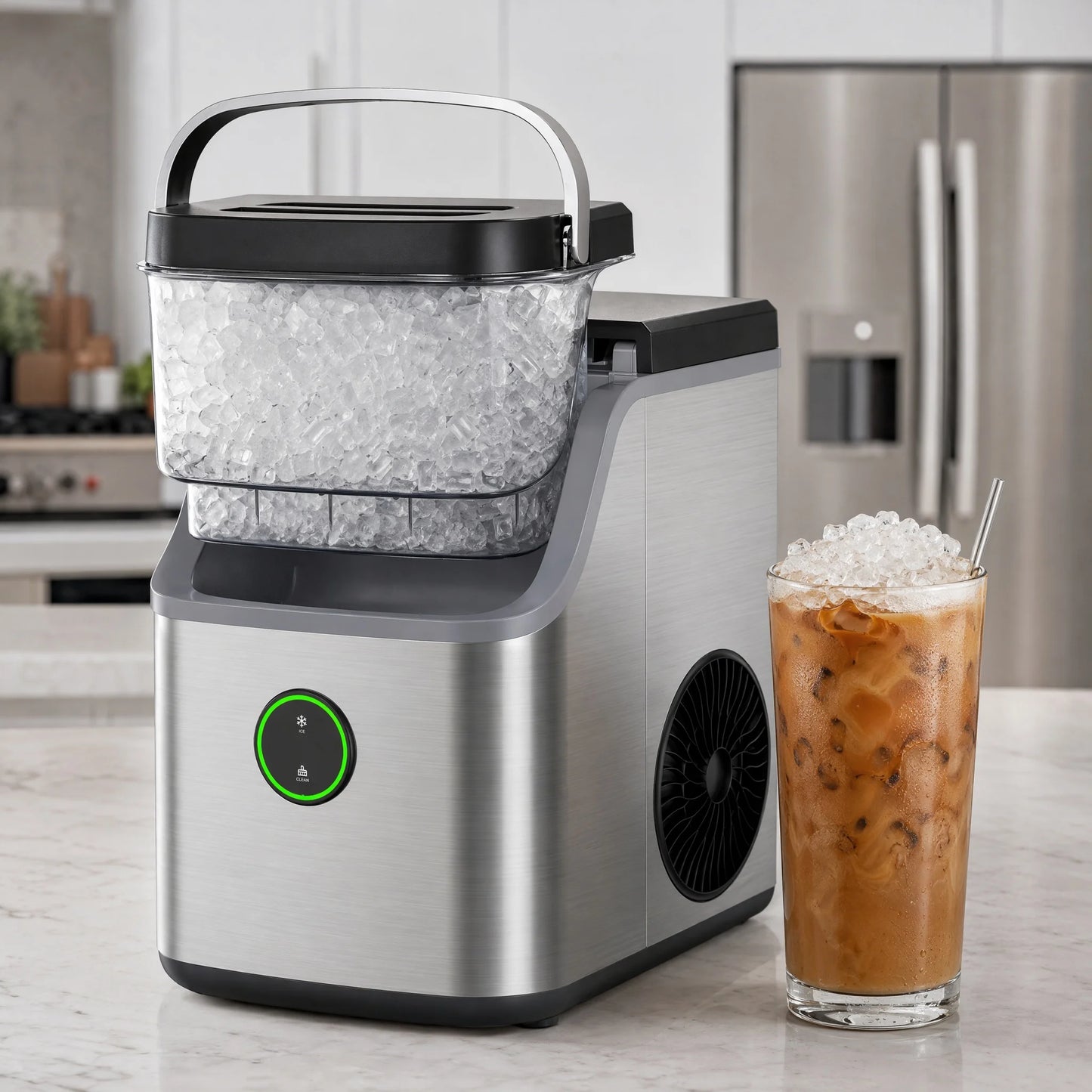 PHILERGO Portable Nugget Ice Maker Countertop Self Cleaning