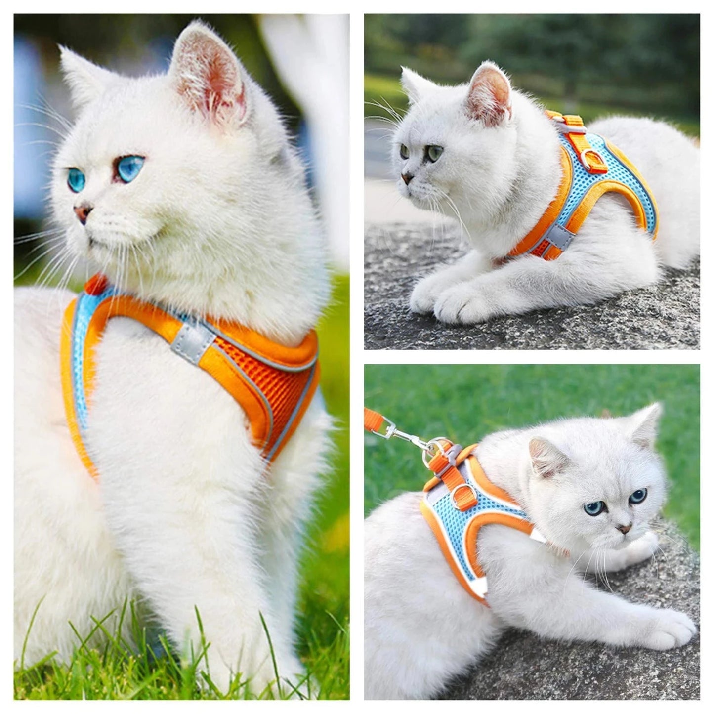 Reflective Cat Harness And Leash Set Adjustable
