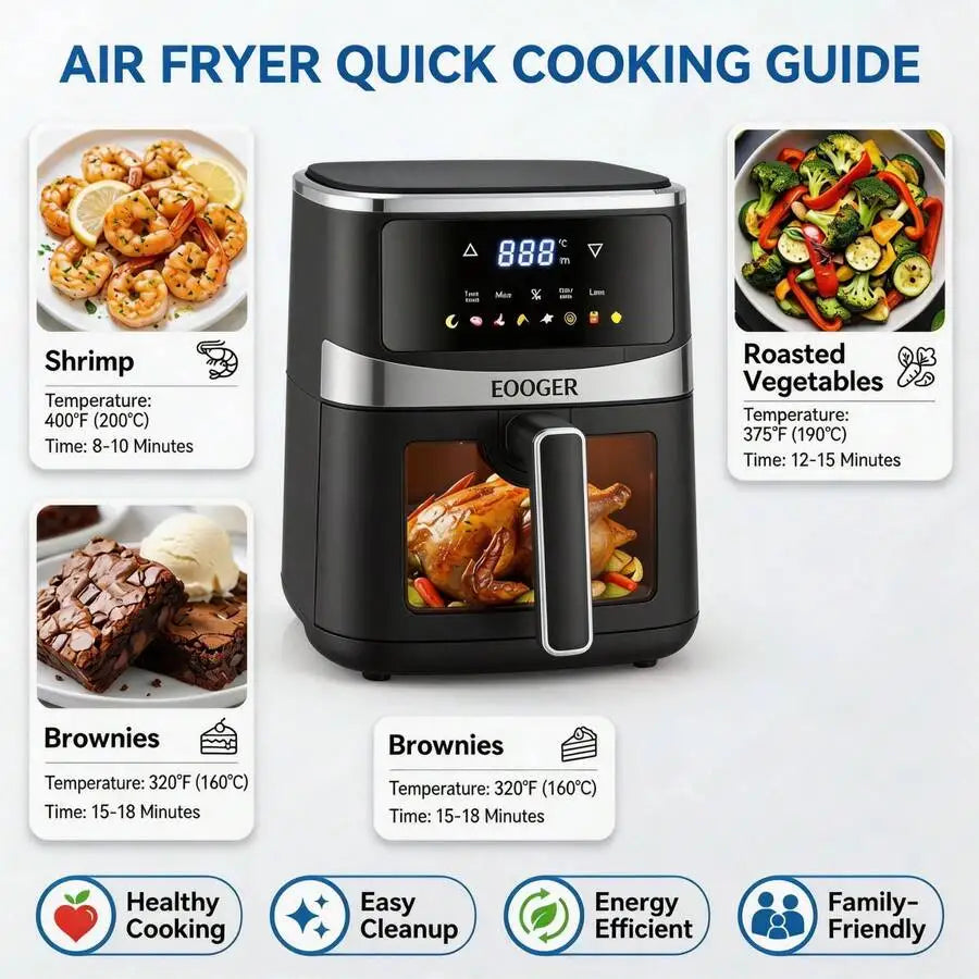 XMSJ 5.28 Qt Digital Air Fryer With Viewable Window
